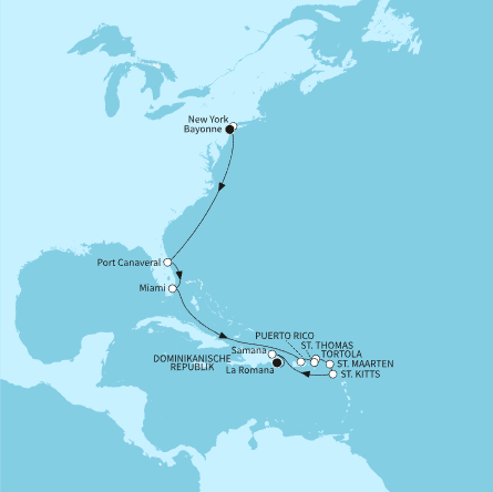15 Nächte USA Ostküste & Karibiksonne Ab Bayonne:bis La Romana